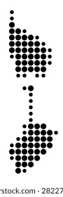 Symbol Map of the Commune Miquelon-Langlade (Saint Pierre and Miquelon) showing the area with a pattern of black circles