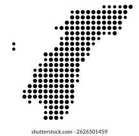 Symbol Map Of the County Accomack (Virginia, US) showing the County with a few black dots