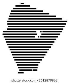 Symbol Map of the County Albemarle (Virginia, US) showing the County with a few black horizontal lines