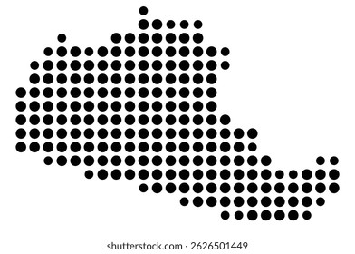 Symbol Map Of the County Amelia (Virginia, US) showing the County with a few black dots