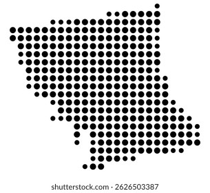 Mapa de símbolos do Condado de Anderson (Texas, EUA) mostrando o Condado com alguns pontos pretos