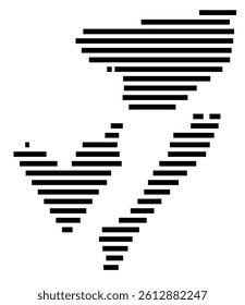 Symbol Map of the County Aransas (Texas, US) showing the County with a few black horizontal lines