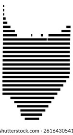 Symbol Map of the County Armstrong (Pennsylvania, US) showing the County with a few black horizontal lines
