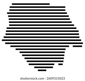 Symbol Map of the County Ashe (North Carolina) showing the County with a few black horizontal lines