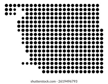 Symbol Map Of the County Atchison (Missouri, US) showing the County with a few black dots