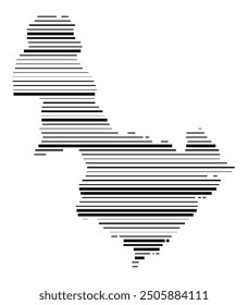 Symbol Map of the County Aust-Agder (Norway) showing the territory with parallel black lines in different line thickness