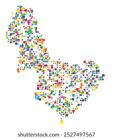 Symbol Map of the County Aust-Agder (Norway) showing the territory with a pattern of randomly distributed colorful squares of different sizes