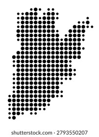 Symbol Map of the County Bacs-Kiskun (Hungary) showing the area with a pattern of black circles