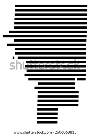 Symbol Map of the County Baxter (Arkansas) showing the County with a few black horizontal lines