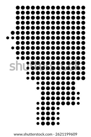 Symbol Map Of the County Baxter (Arkansas, US) showing the County with a few black dots