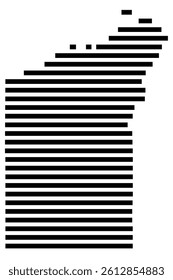 Symbol Map of the County Bayfield (Wisconsin, US) showing the County with a few black horizontal lines