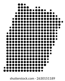 Symbol Map Of the County Bedford (Pennsylvania, US) showing the County with a few black dots