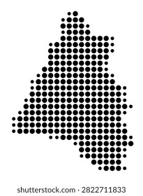 Symbol Map of the County Bihor (Romania) showing the area with a pattern of black circles