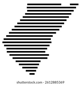 Symbol Map of the County Bledsoe (Tennessee, US) showing the County with a few black horizontal lines