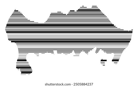 Symbol Map of the County Blekinge (Sweden) showing the territory with parallel black lines in different line thickness