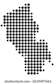 Symbol Map Of the County Bristol (Massachusetts, US) showing the County with a few black dots