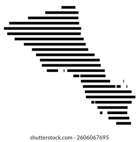 Symbol Map of the County Bryan (Georgia) showing the County with a few black horizontal lines