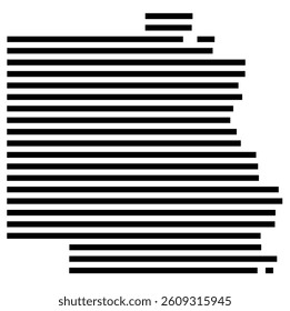 Symbol Map of the County Burt (Nebraska) showing the County with a few black horizontal lines