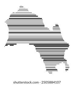 Symbol Map of the County Buskerud (Norway) showing the territory with parallel black lines in different line thickness