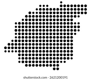 Symbol Map Of the County Calhoun (Alabama, US) showing the County with a few black dots