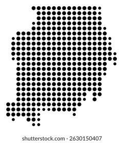 Symbol Map Of the County Campbell (Tennessee, US) showing the County with a few black dots