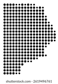 Symbol Map Of the County Cape Girardeau (Missouri, US) showing the County with a few black dots