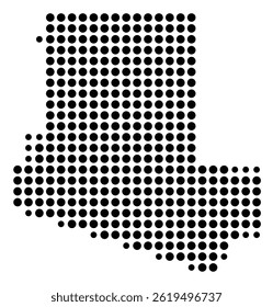 Symbol Map Of the County Carroll (Mississippi, US) showing the County with a few black dots