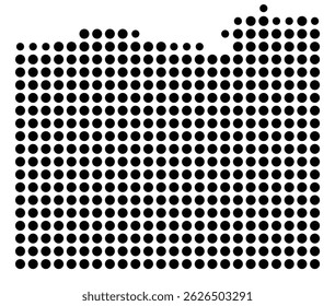 Symbol Map Of the County Cass (Texas, US) showing the County with a few black dots