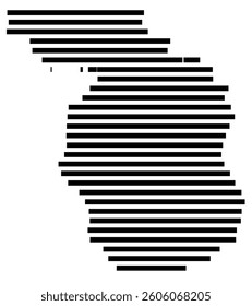 Symbol Map of the County Chaffee (Colorado) showing the County with a few black horizontal lines