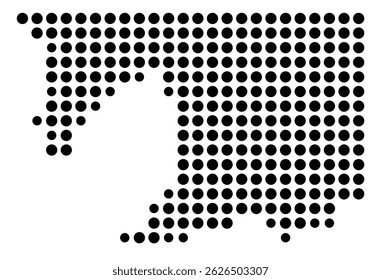 Mapa de símbolos das câmaras do condado (Texas, EUA) mostrando o condado com alguns pontos pretos