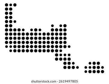 Symbol Map Of the County Chippewa (Michigan, US) showing the County with a few black dots