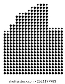 Symbol Map Of the County Christian (Illinois, US) showing the County with a few black dots