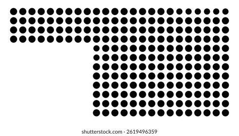 Symbol Map Of the County Christian (Missouri, US) showing the County with a few black dots