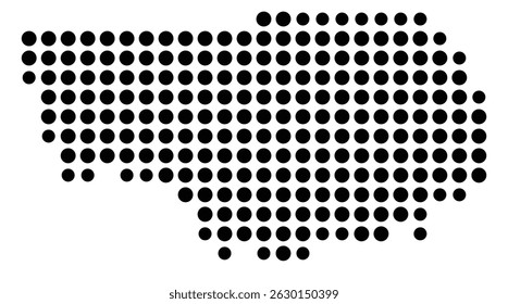 Symbol Map Of the County Claiborne (Tennessee, US) showing the County with a few black dots