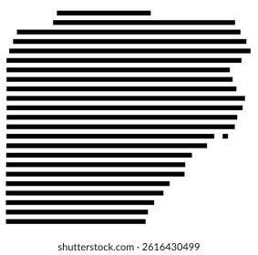 Symbol Map of the County Clearfield (Pennsylvania, US) showing the County with a few black horizontal lines
