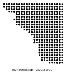 Symbol Map Of the County Cleveland (Oklahoma, US) showing the County with a few black dots