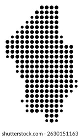 Symbol Map Of the County Columbia (Pennsylvania, US) showing the County with a few black dots