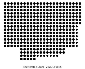 Symbol Map Of the County Comanche (Oklahoma, US) showing the County with a few black dots