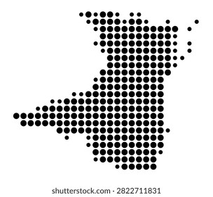 Symbol Map of the County Constanta (Romania) showing the area with a pattern of black circles