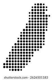 Symbol Map Of the County Cumberland (Virginia, US) showing the County with a few black dots