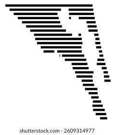 Symbol Map of the County Currituck (North Carolina) showing the County with a few black horizontal lines