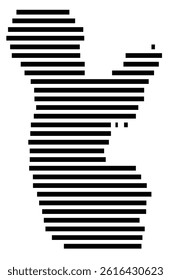 Symbol Map of the County Curry (Oregon, US) showing the County with a few black horizontal lines
