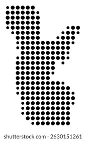 Symbol Map Of the County Curry (Oregon, US) showing the County with a few black dots