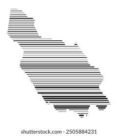 Symbol Map of the County Dalarna (Sweden) showing the territory with parallel black lines in different line thickness