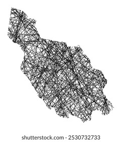 Symbol Map of the County Dalarna (Sweden) showing the state with black, crossing lines like Mikado Sticks or a spider web