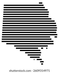 Symbol Map of the County Davie (North Carolina) showing the County with a few black horizontal lines