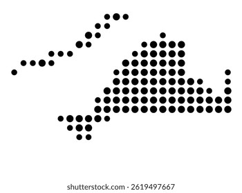 Symbol Map Of the County Dukes (Massachusetts, US) showing the County with a few black dots