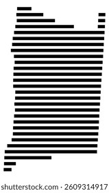 Symbol Map of the County Dutchess (New York) showing the County with a few black horizontal lines
