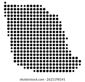 Symbol Map Of the County Evans (Georgia, US) showing the County with a few black dots