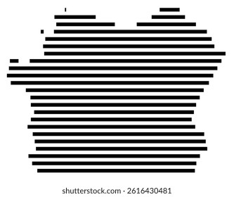 Symbol Map of the County Fayette (Pennsylvania, US) showing the County with a few black horizontal lines